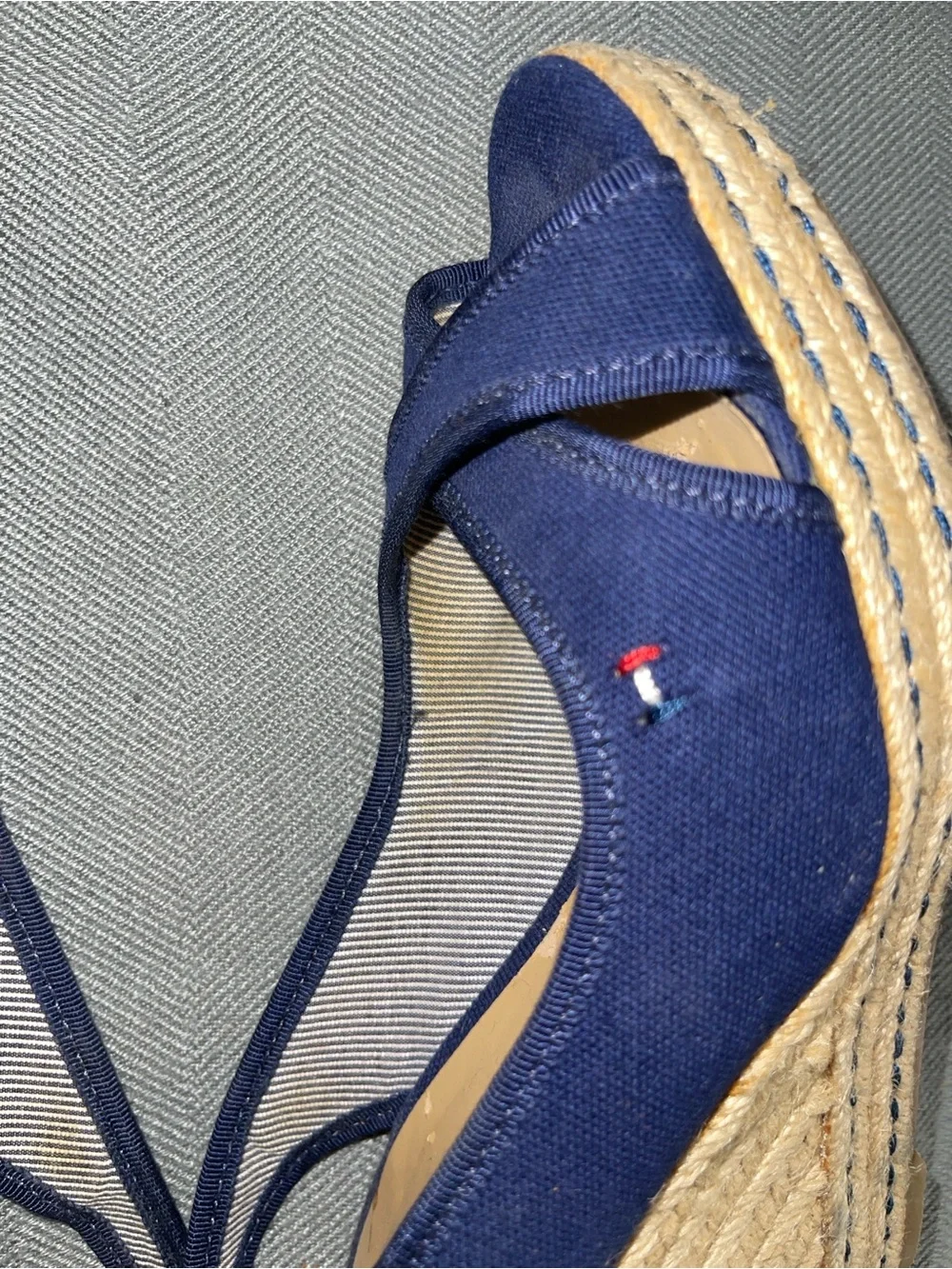 Tommy Hilfiger Navy Crisscross Slingback Wedge Sandals. //cod #C3